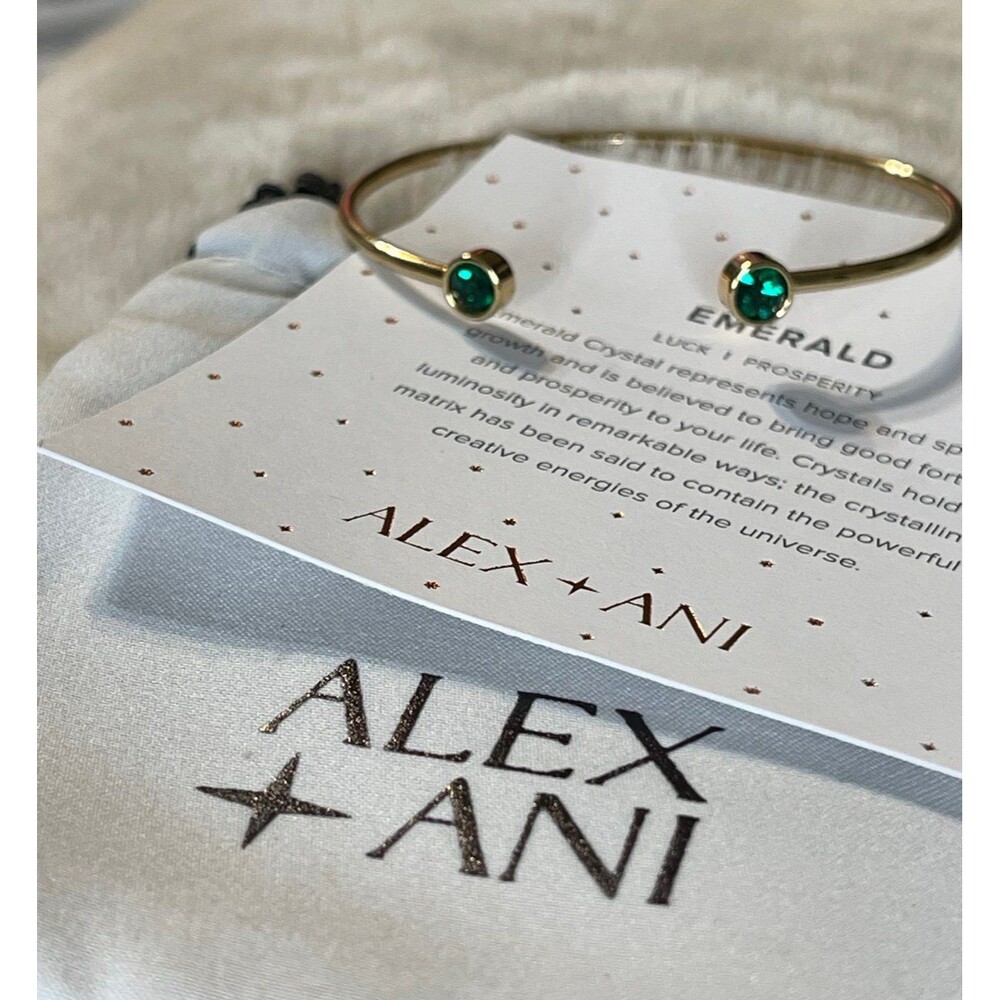 Alex and Ani Flex Cuff Bracelet Emerald WEAR FOR LUCK + PROSPERITY